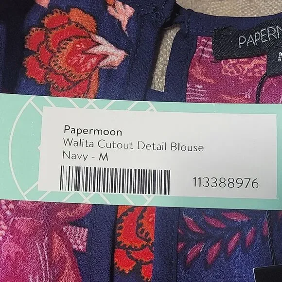 Papermoon Walita Cutout Detail Blouse Stitch Fix Womens Medium NWT - Picture 6 of 8